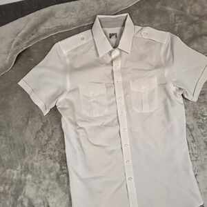 A Cut Above Uniforms  White Short Sleeve  Shirt Fitted Size 18 US 45 EU buttons